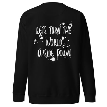 UNISEX UPSIDE DOWN BACK-PRINT SWEATSHIRT BLACK