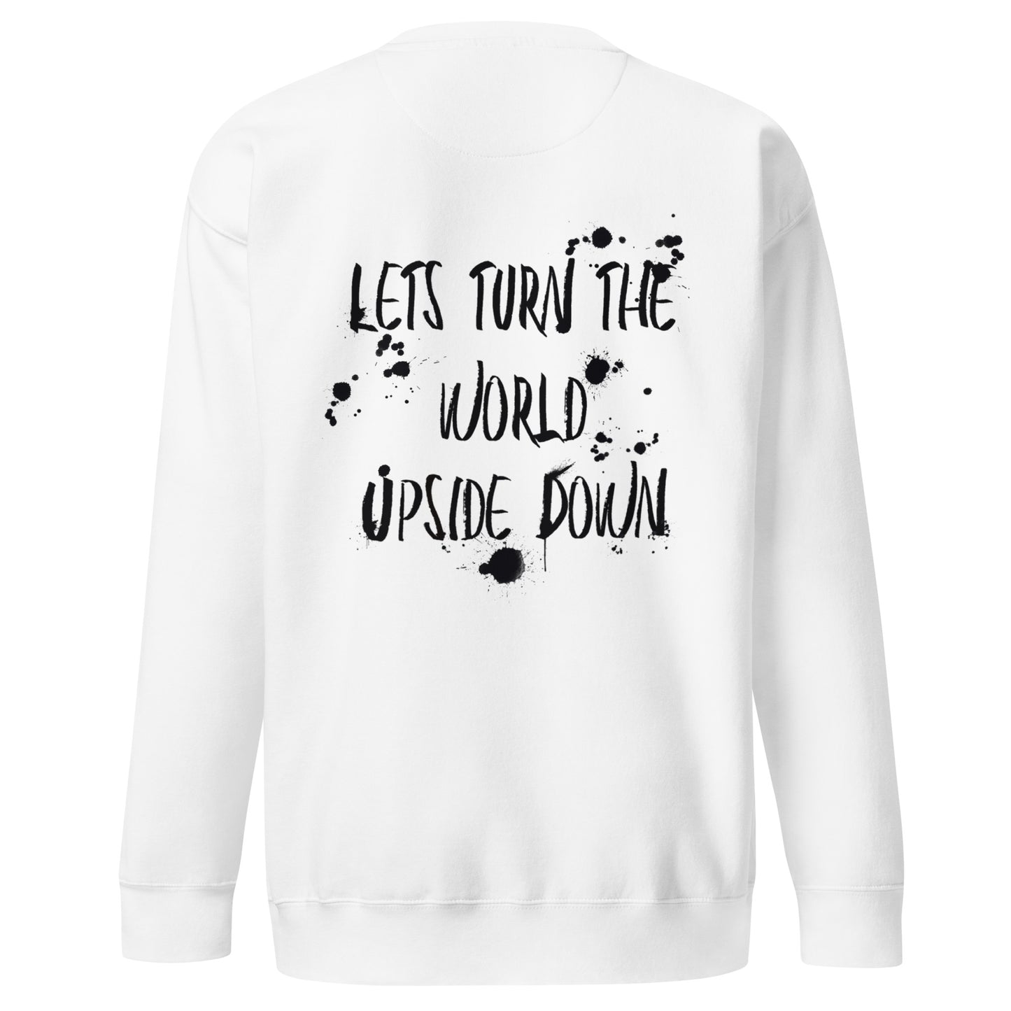 UNISEX UPSIDE DOWN BACK-PRINT SWEATSHIRT WHITE