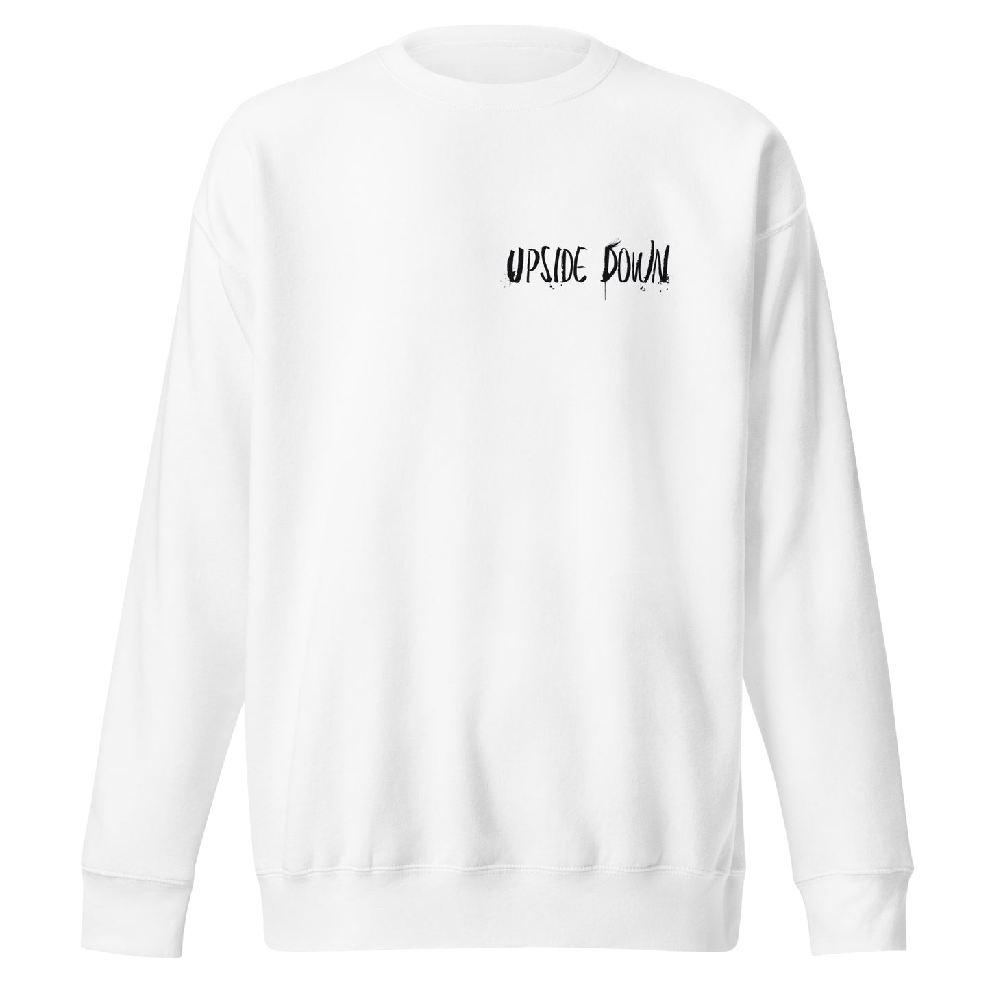 UNISEX UPSIDE DOWN BACK-PRINT SWEATSHIRT WHITE